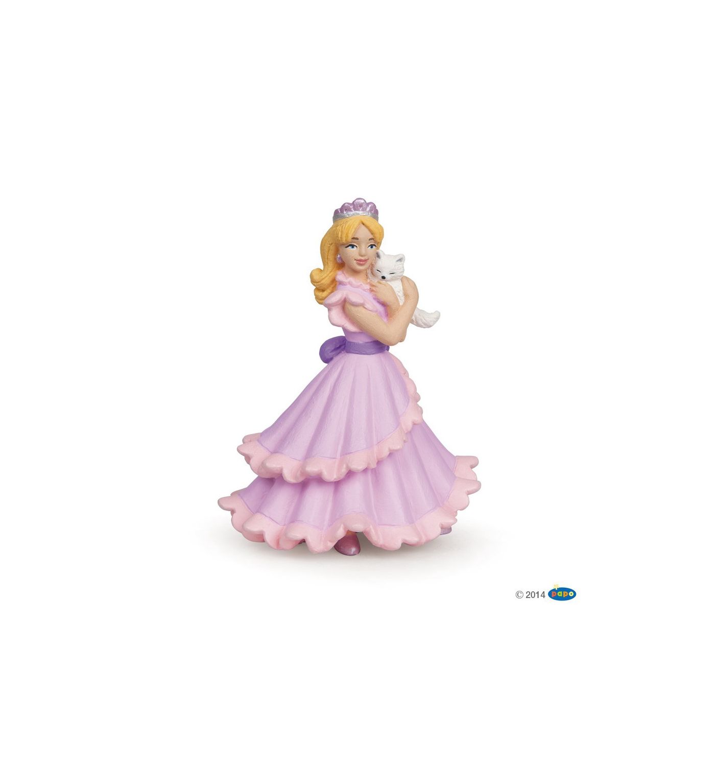 Hand-painted Papo Princess Chloe figurine holding a kitten from the Enchanted World Collection