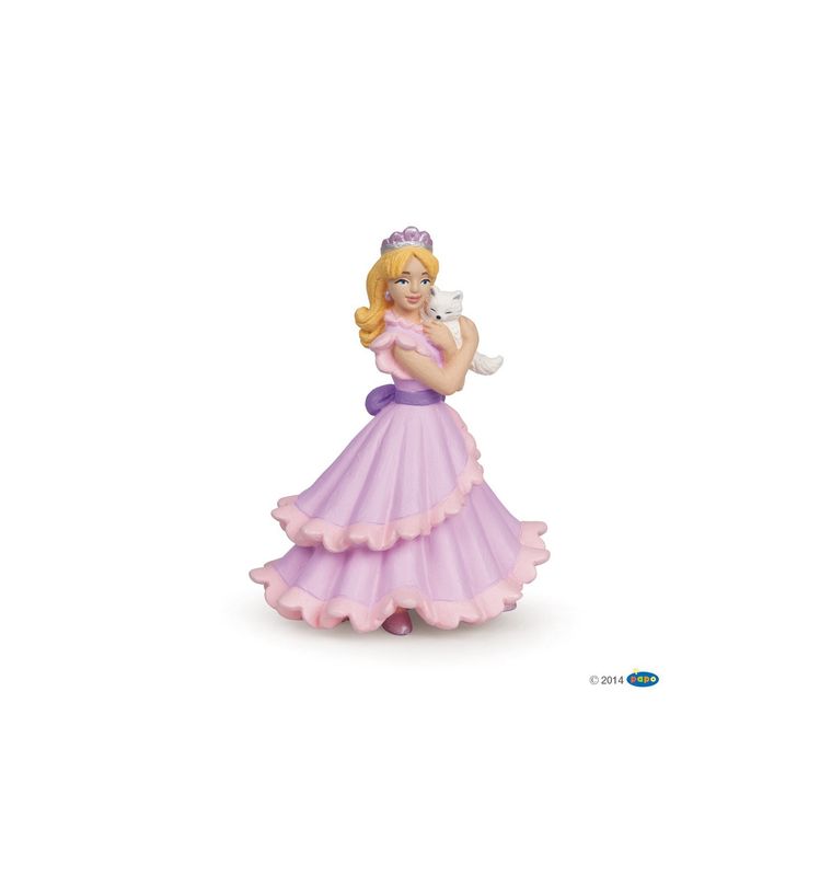 Hand-painted Papo Princess Chloe figurine holding a kitten from the Enchanted World Collection