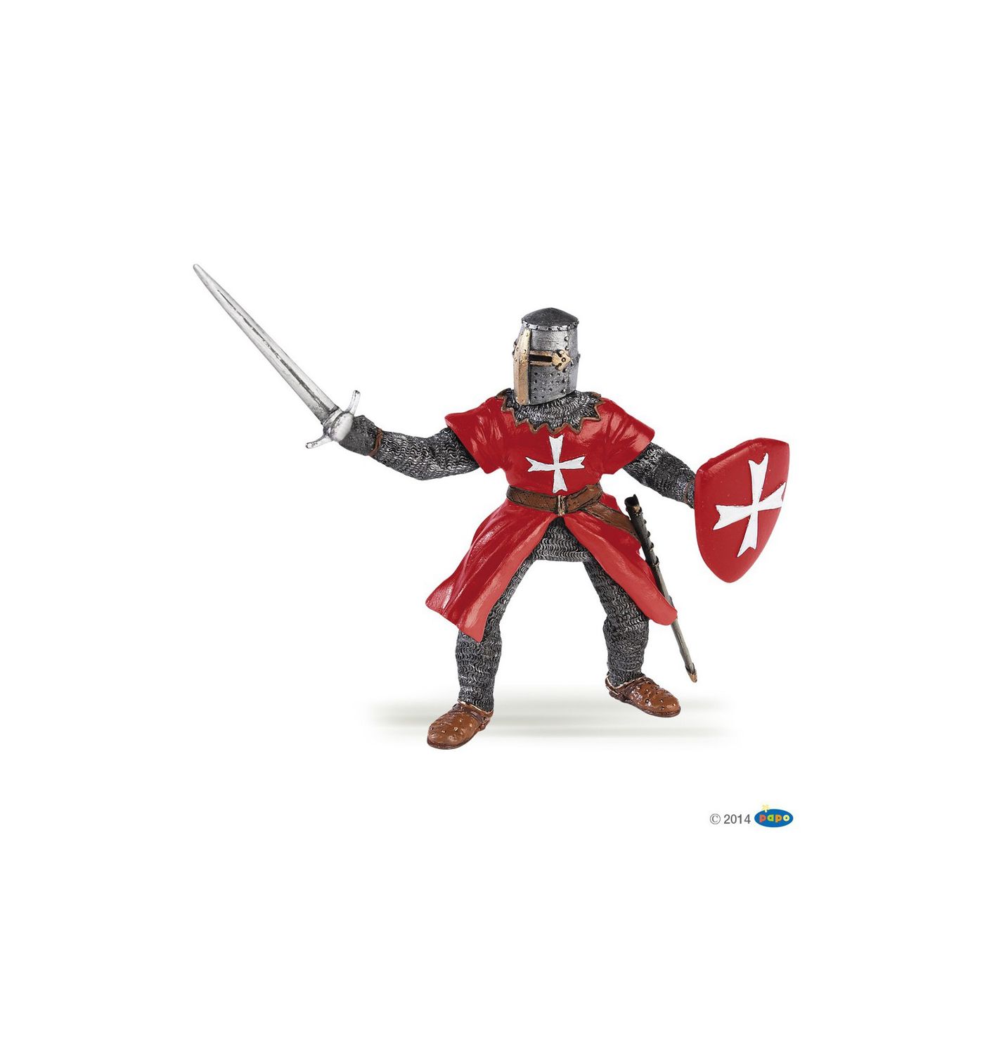 Hand-painted Papo Knight of Malta figurine wearing black cape with white cross from the Historical Knights Collection