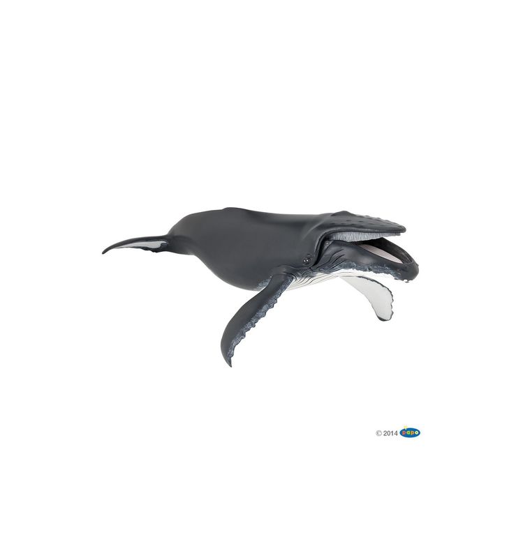 Papo Humpback Whale figurine – detailed, hand-painted marine mammal toy with textured body and flippers for ocean play and learning