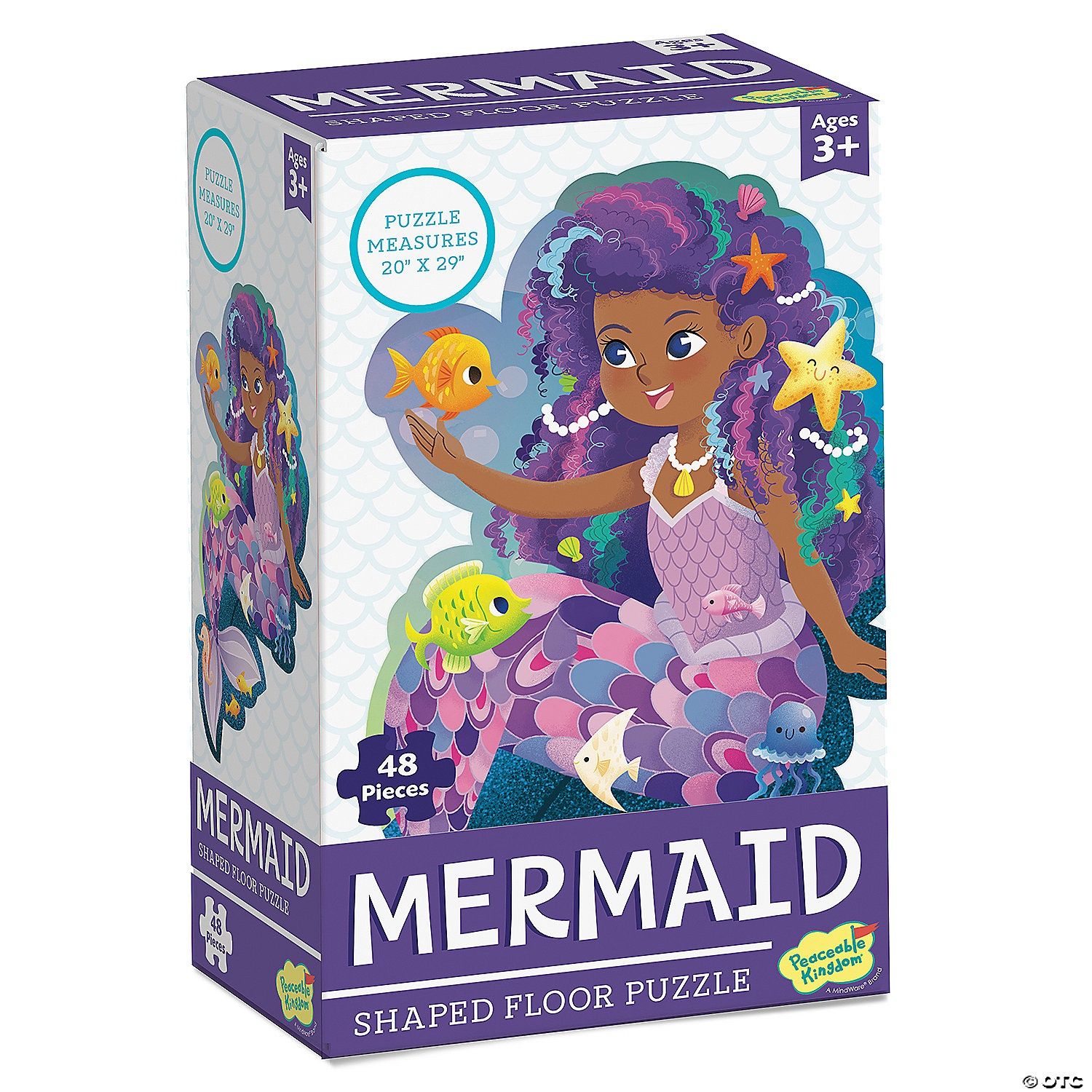 Peaceable Kingdom Shimmery Magical Mermaid Floor Puzzle featuring colorful mermaid-shaped pieces​