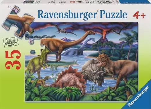 Ravensburger Dinosaur Playground Puzzle featuring colorful dinosaurs and erupting volcano​