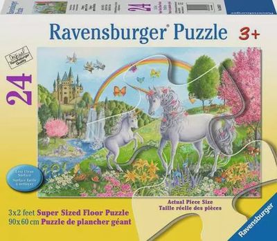 Ravensburger Prancing Unicorns Floor Puzzle featuring colorful unicorns and fairy-tale elements​