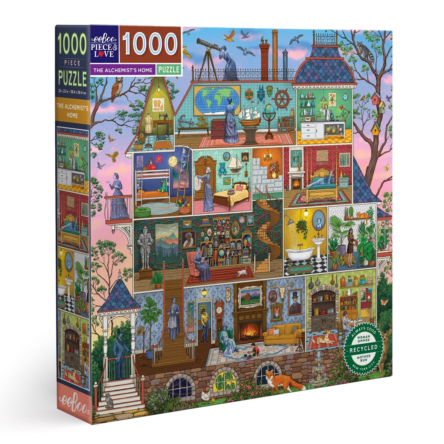 eeBoo The Alchemist’s Home Puzzle box featuring a detailed alchemist's workshop illustration