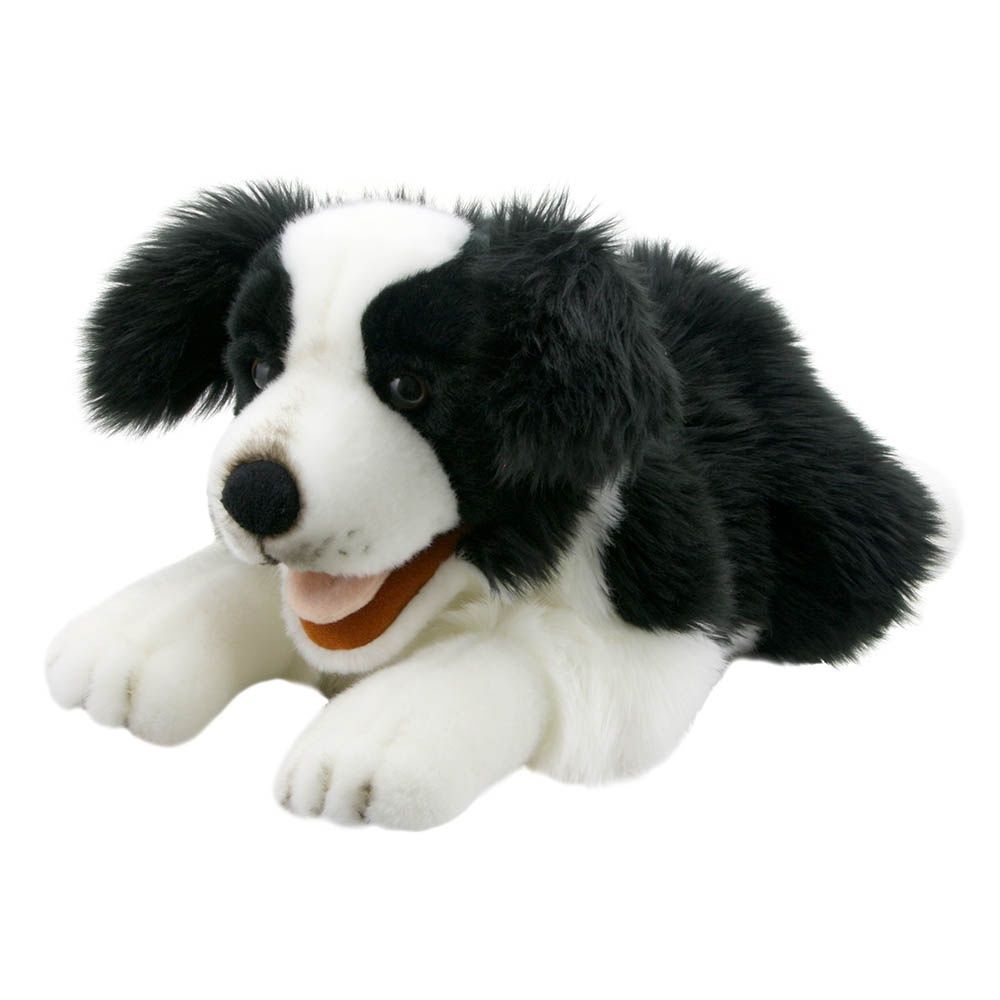 Full-bodied Border Collie puppet lying down