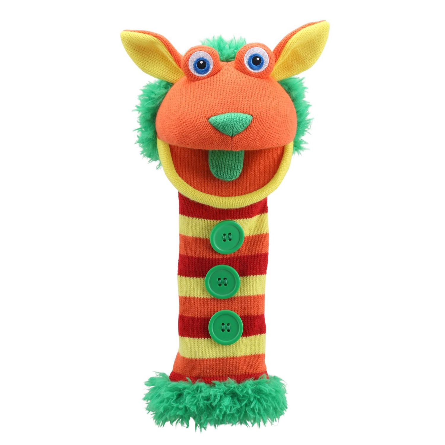 Buttons puppet with contrasting fur and bright colors