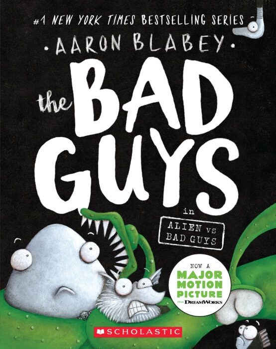 Cover of The Bad Guys Book 6 featuring the team confronting a quirky alien creature.