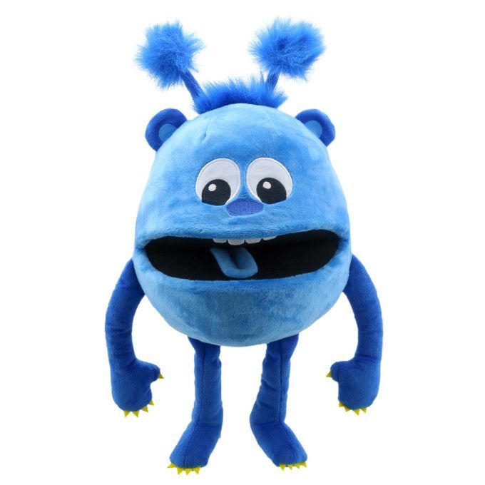 round blue monster puppet