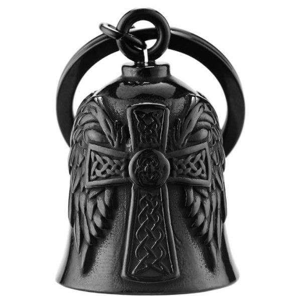 Motorcycle Bell - Black Cross and Wings