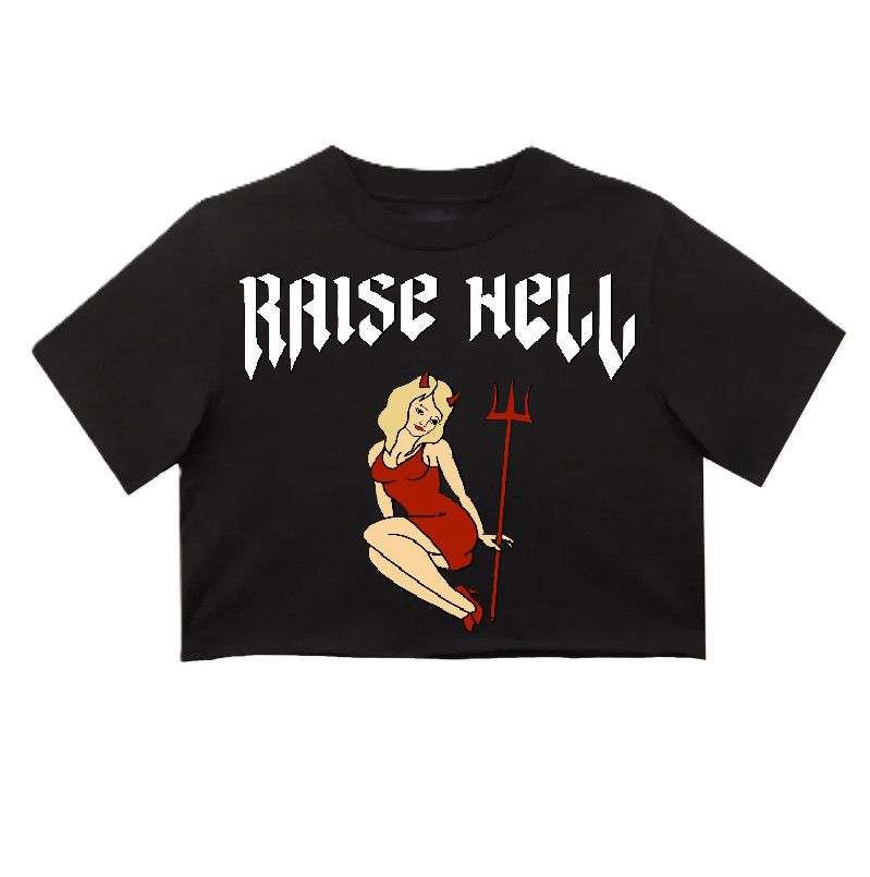 Ladies Raise Hell Crop Top, Color: Black, Size: Small