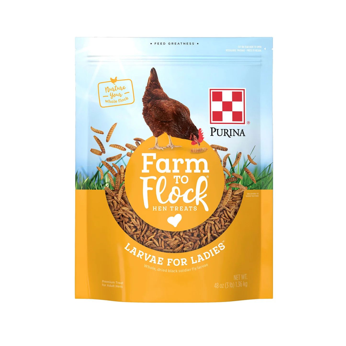 Chicken-Purina Farm to Flock Hen Treats Larvae for Ladies 3 lbs.