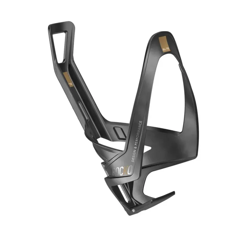 Elite Rocko Carbon Bottle Cage Matte Black w/ Gold Graphic