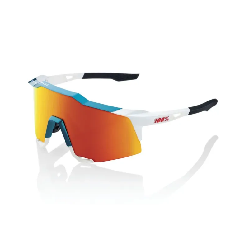 100% SPEEDCRAFT - Gloss Met Bora / Matte White - HiPER Red Multilayer Mirror Lens