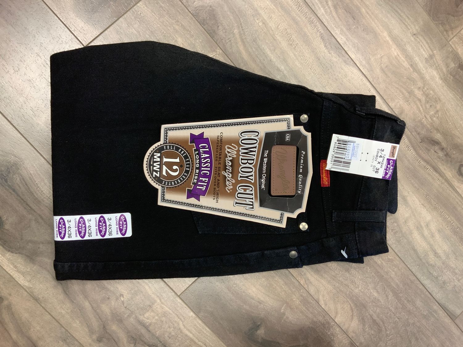 WRANGLER BLK LONG RISE, Style: 12MWZWK, Size: 3 X 36