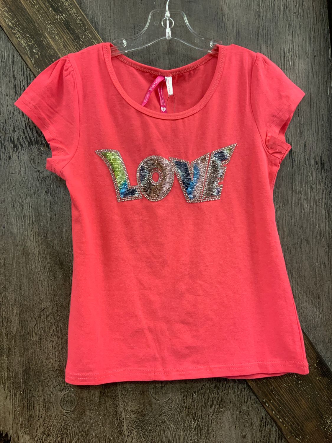 GIRL’S CORAL LOVE PATCH SHIRT, Size: 7