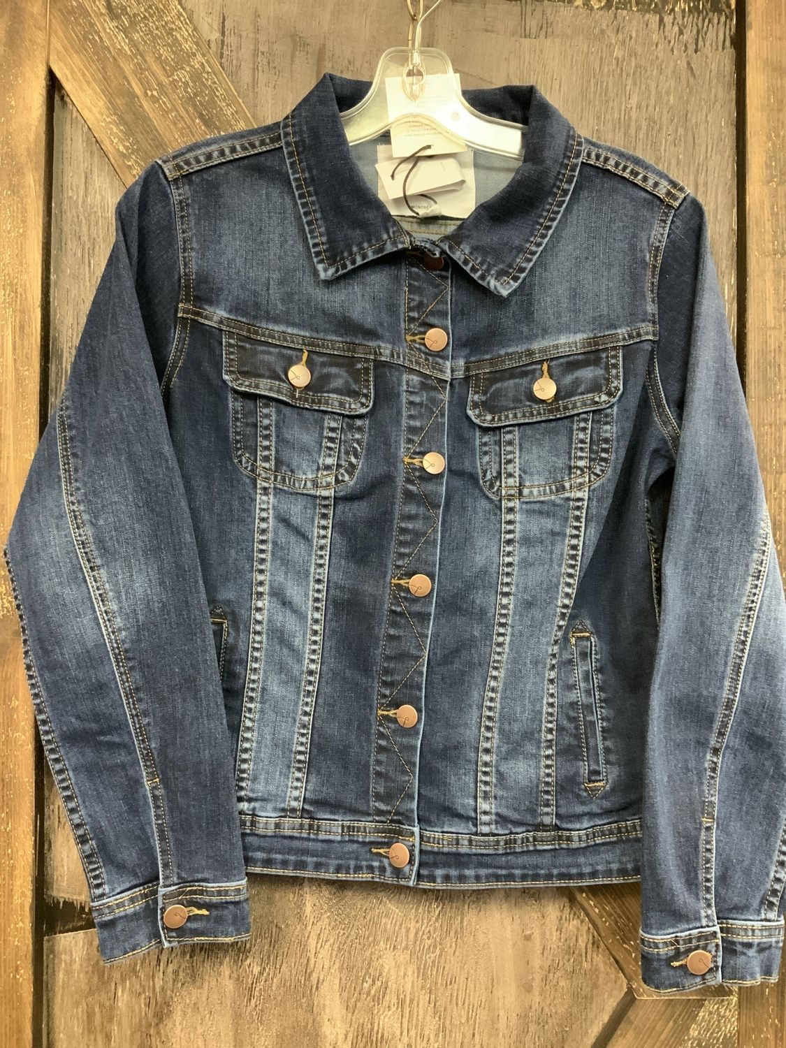 LADIES DARK BLUE STRETCH DENIM JACKET