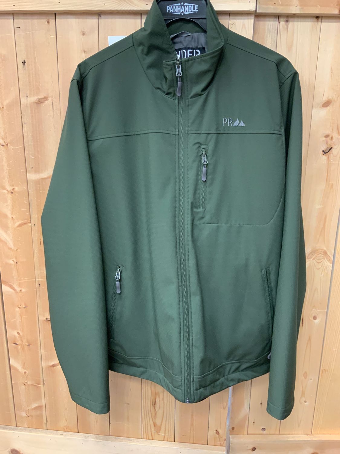 POWDER RIVER FULL ZIP SOFT SHELL MEN&#39;S JACKET, Color: FOREST GREEN, Size: L