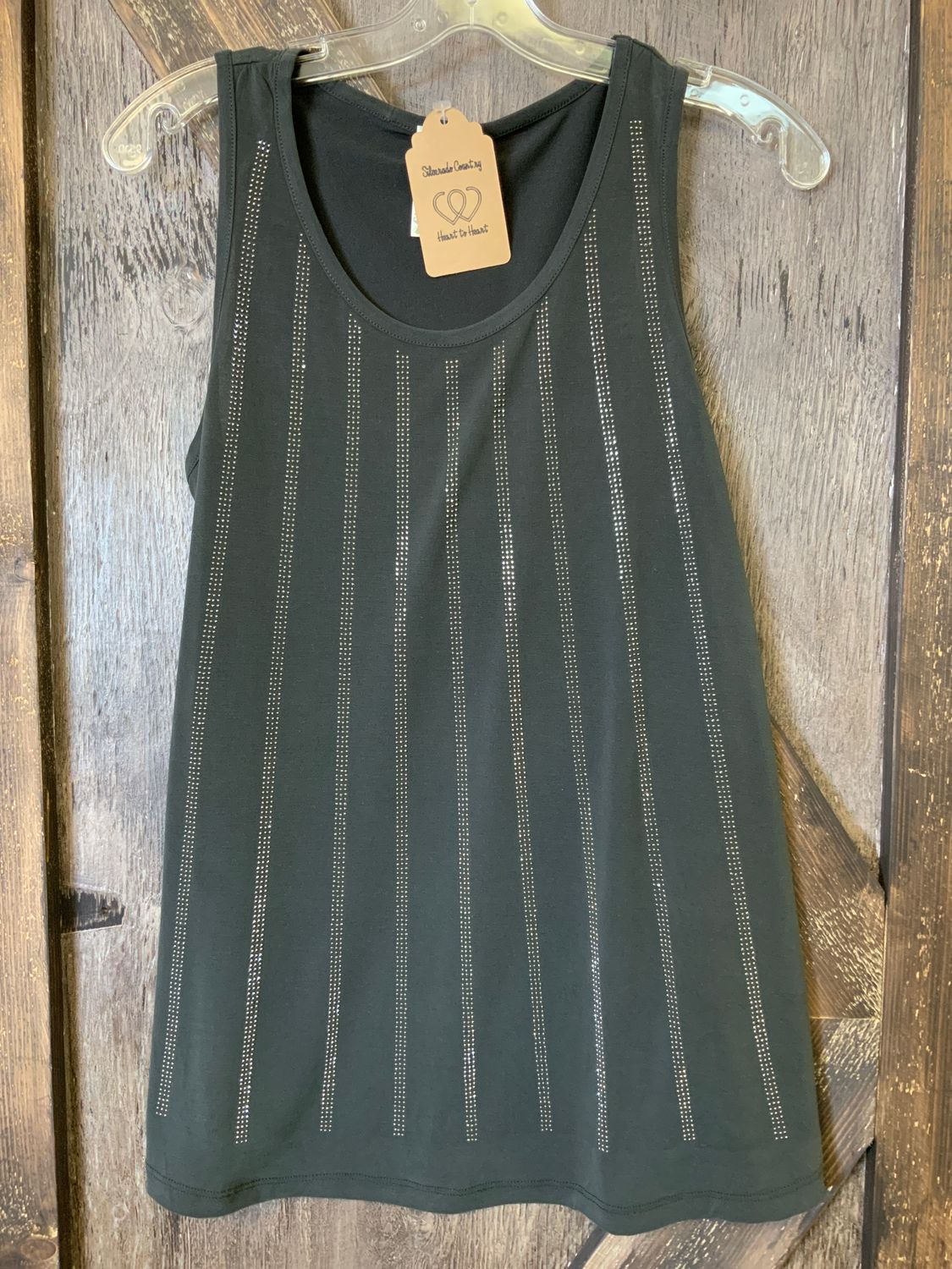 LADIES BLACK TANK W/STONES, Size: S