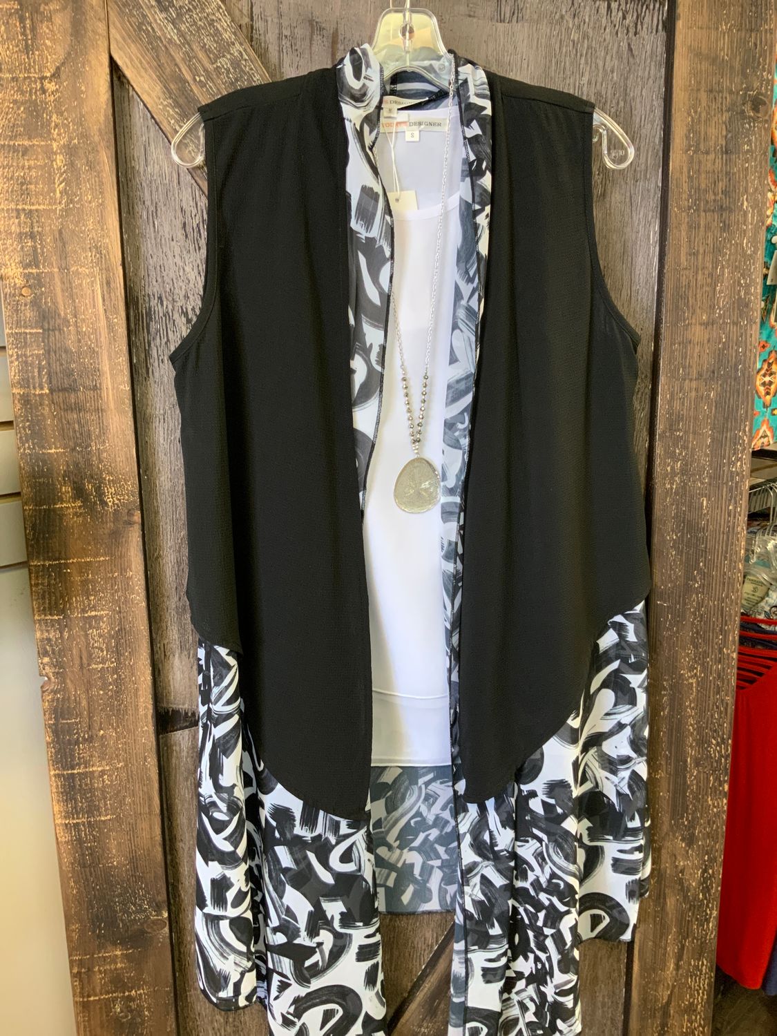 LADIES 2 PC/BLK/WHITE TANK &amp; COVER, Size: S