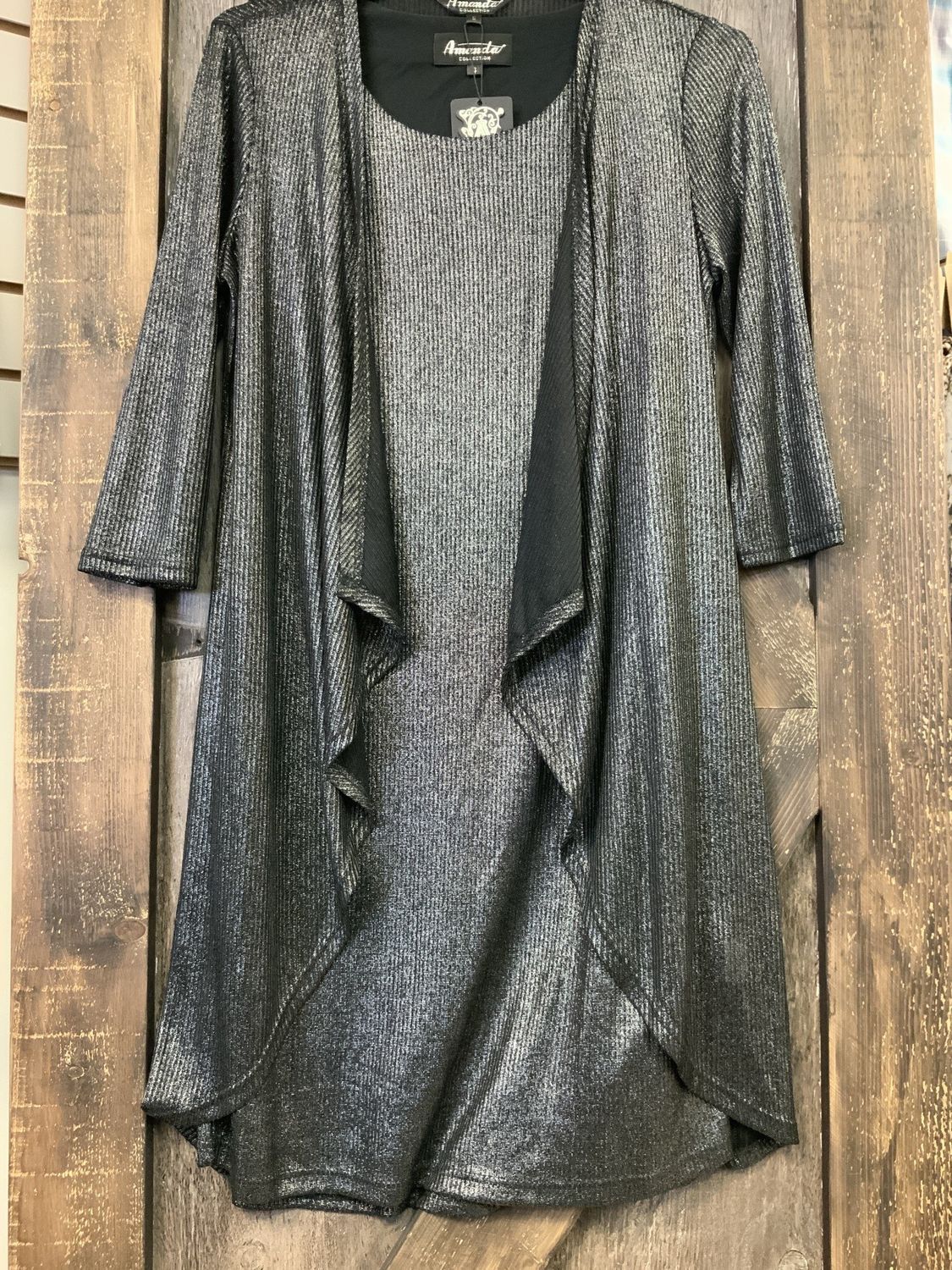 LADIES 2PC DRESS, Color: BLACK, Size: SMALL