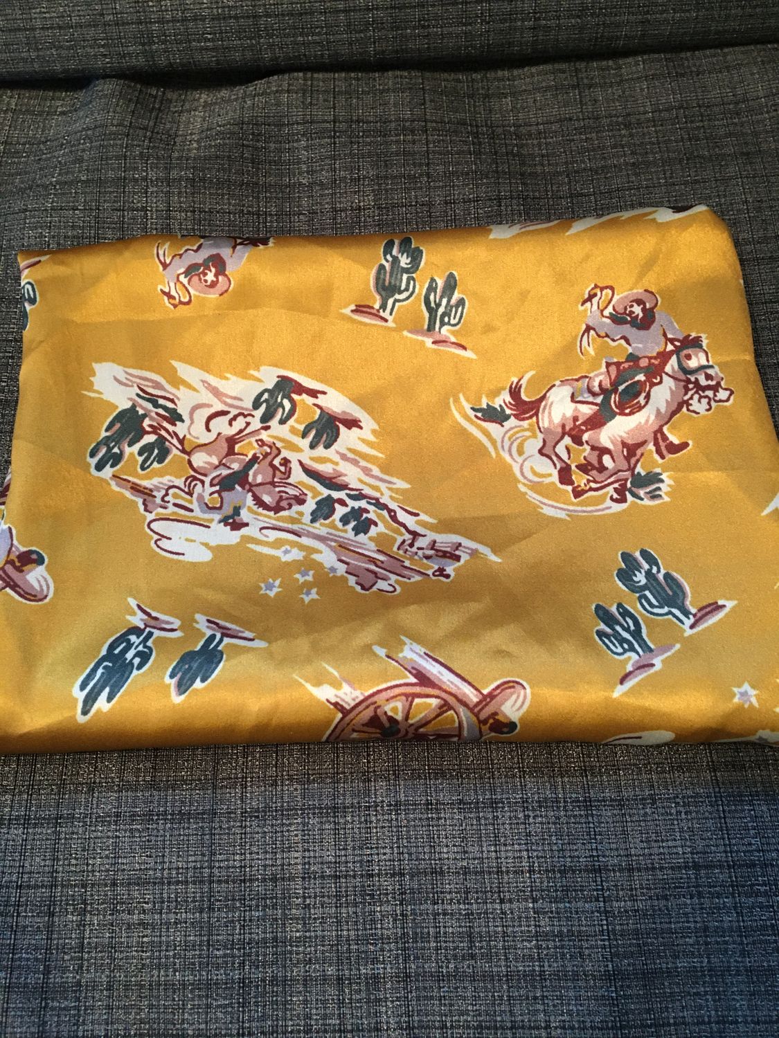 CRUEL DENIM GOLD WESTERN PRINT WILD RAG SCARF, Size: 35x35