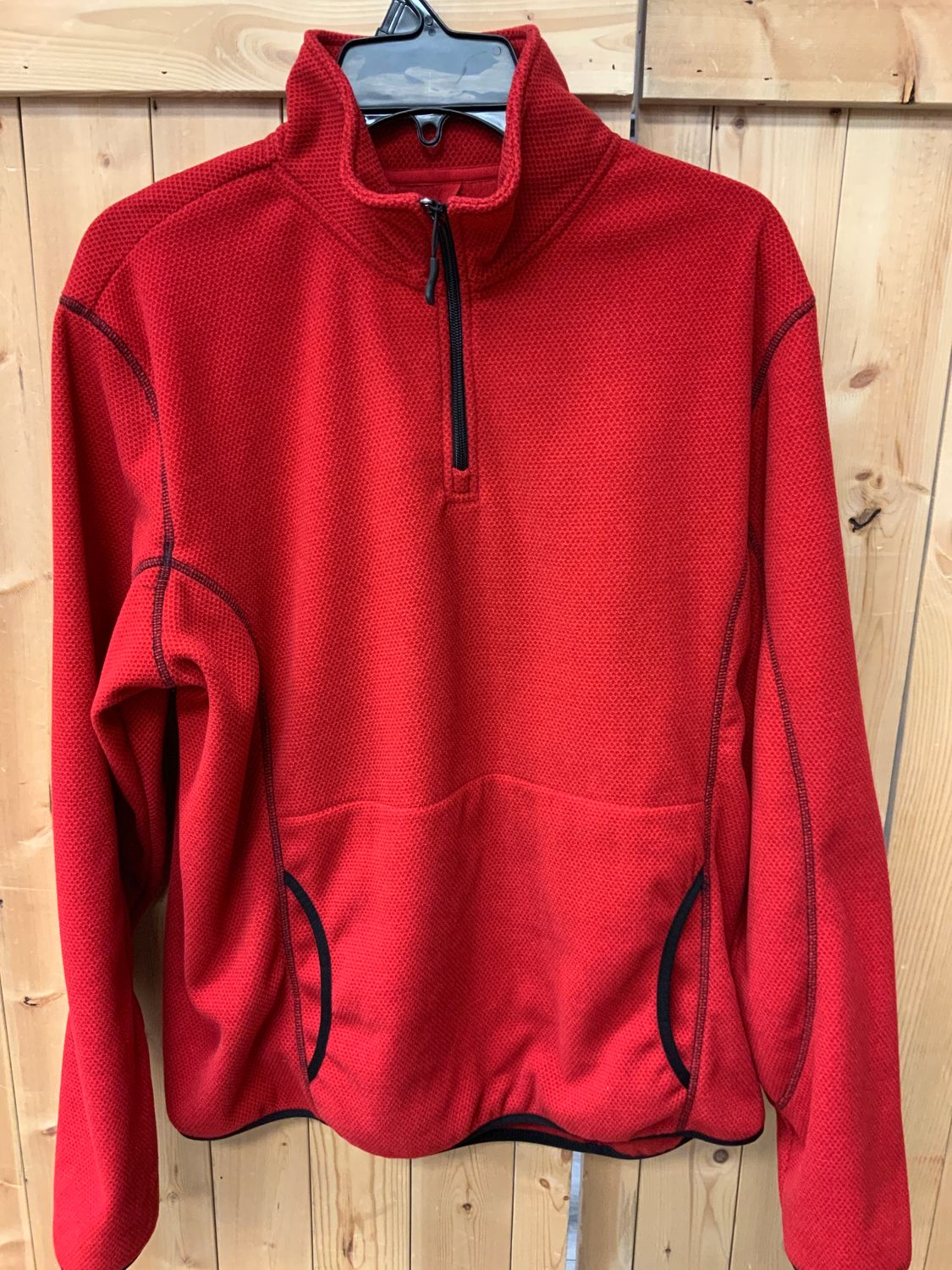 POWDER RIVER 3/4 ZIP RED FLEECE MEN’S PULLOVER, Color: RED, Size: L