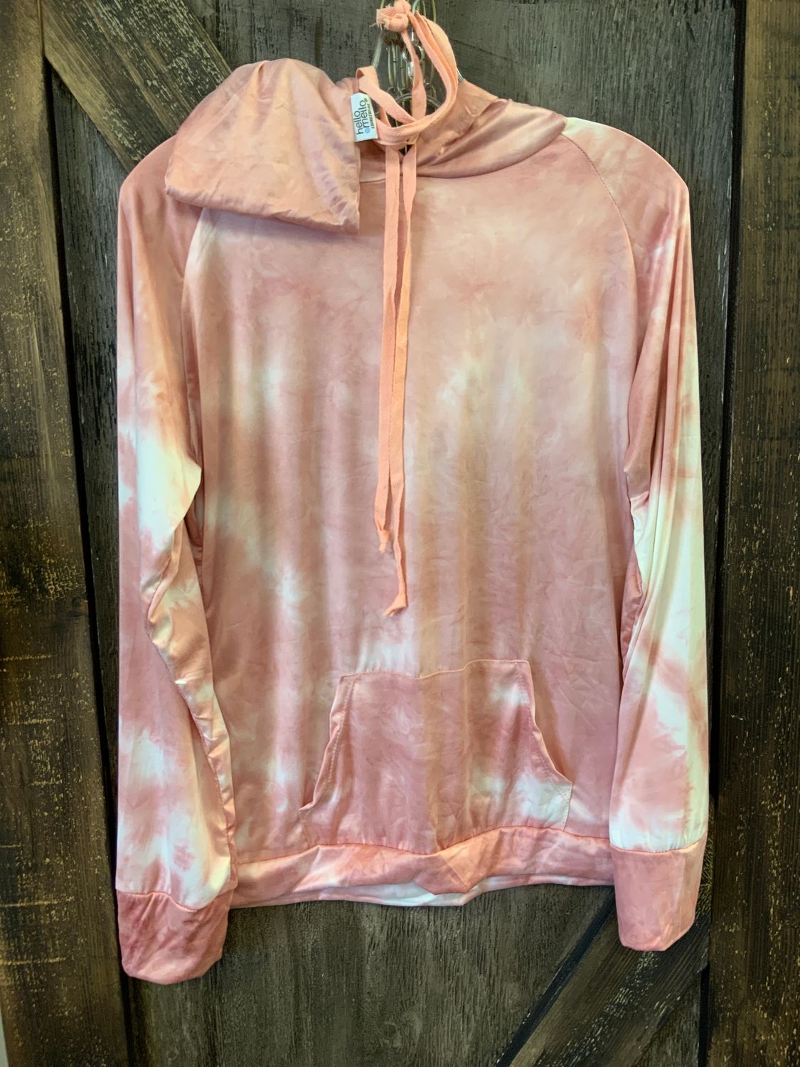 HELLO MELLO LOUNGE TIE DYE BLUSH HOODIE, Size: M
