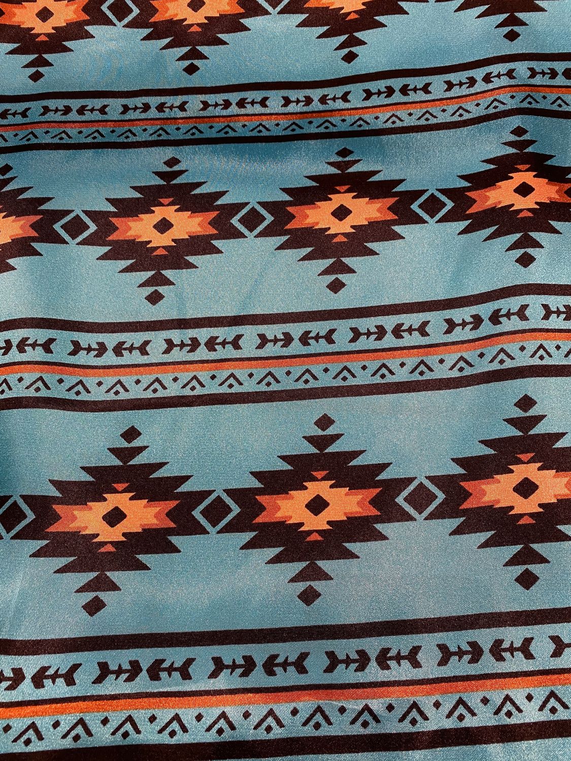 TURQUOISE AZTEC WILD RAG, Size: 36x36