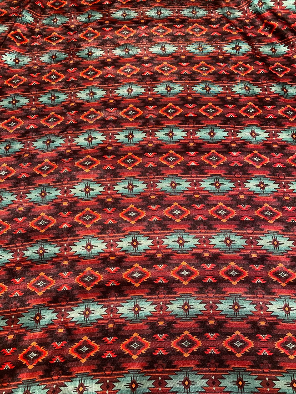 BROWN/ORANGE/TURQUOISE AZTEC WILD RAG, Size: 36x36