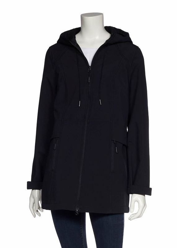 HOODED BONDED SOFTSHELL JACKET W/ZIPPER POCKETS