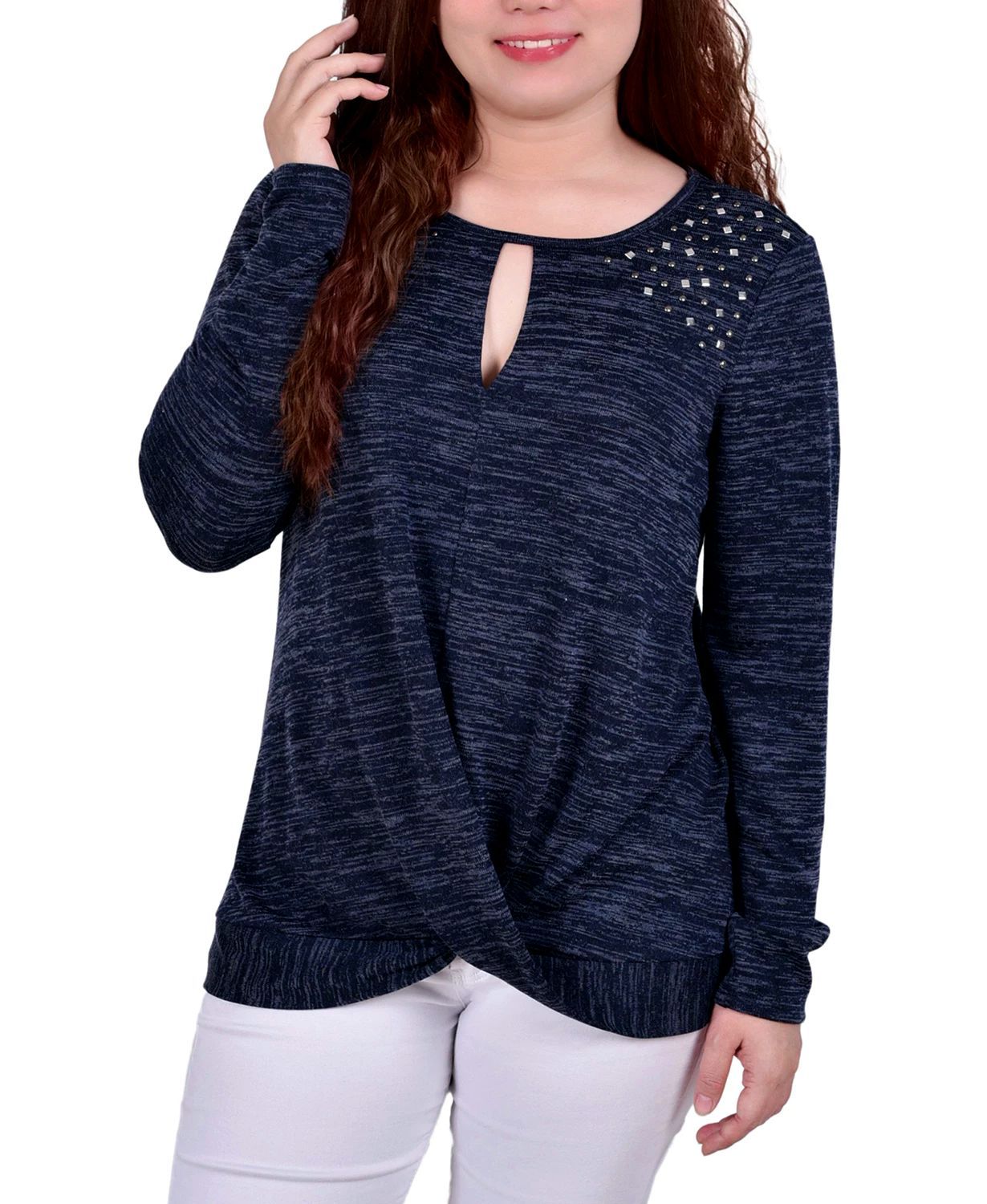 LADIES CHARCOAL CROSSOVER KNOT TOP, Size: S