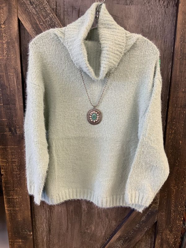 LADIES L/S HIGH NECK TRICOT KNIT SWEATER