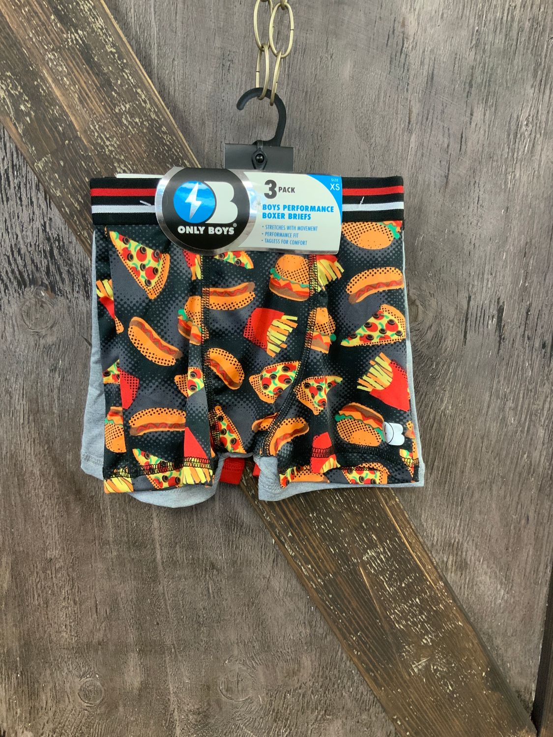BOY’S UNDERWEAR 3 PACK PIZZA/GREY/RED, Size: XS