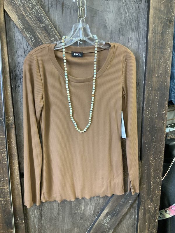 LADIES COCOA CREWNECK L/S TOP