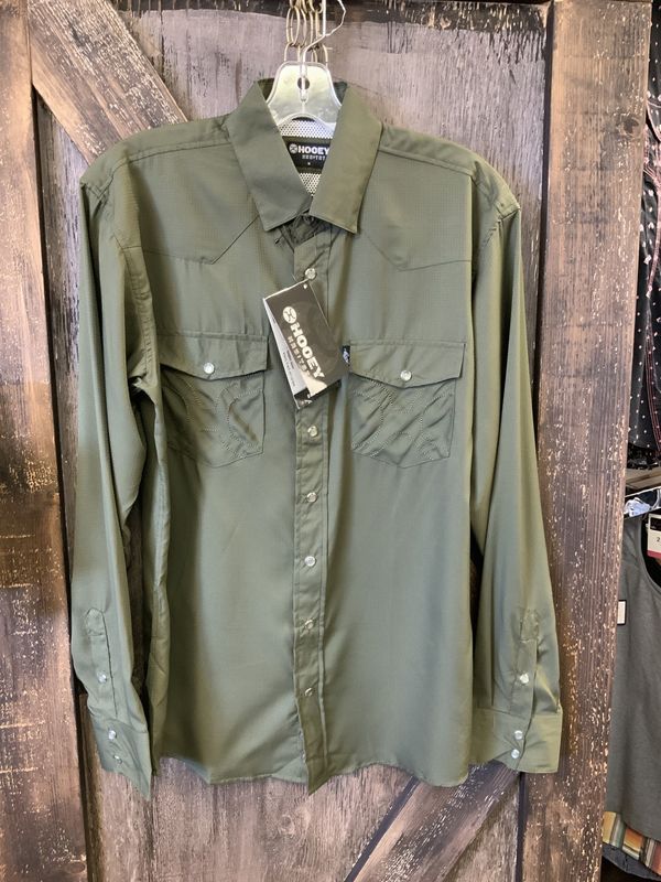 MEN’S HOOEY SOL L/S SNAP SHIRT OLIVE