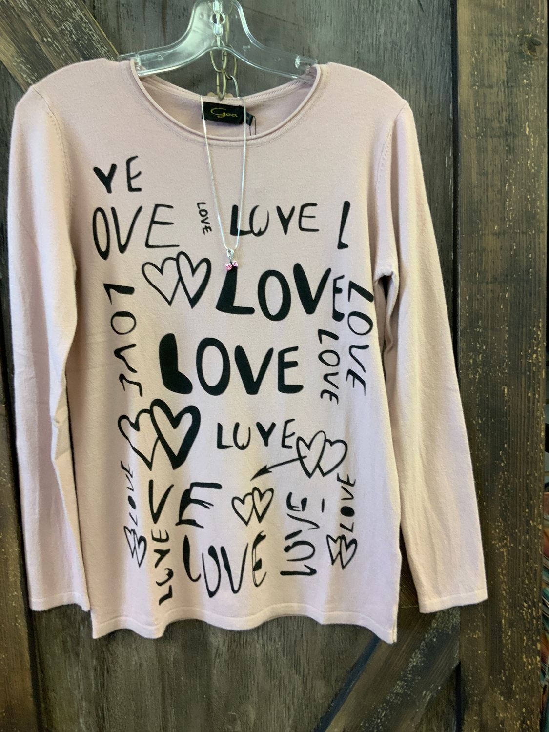 LADIES BLUSH L/S LOVE SWEATER, Size: S