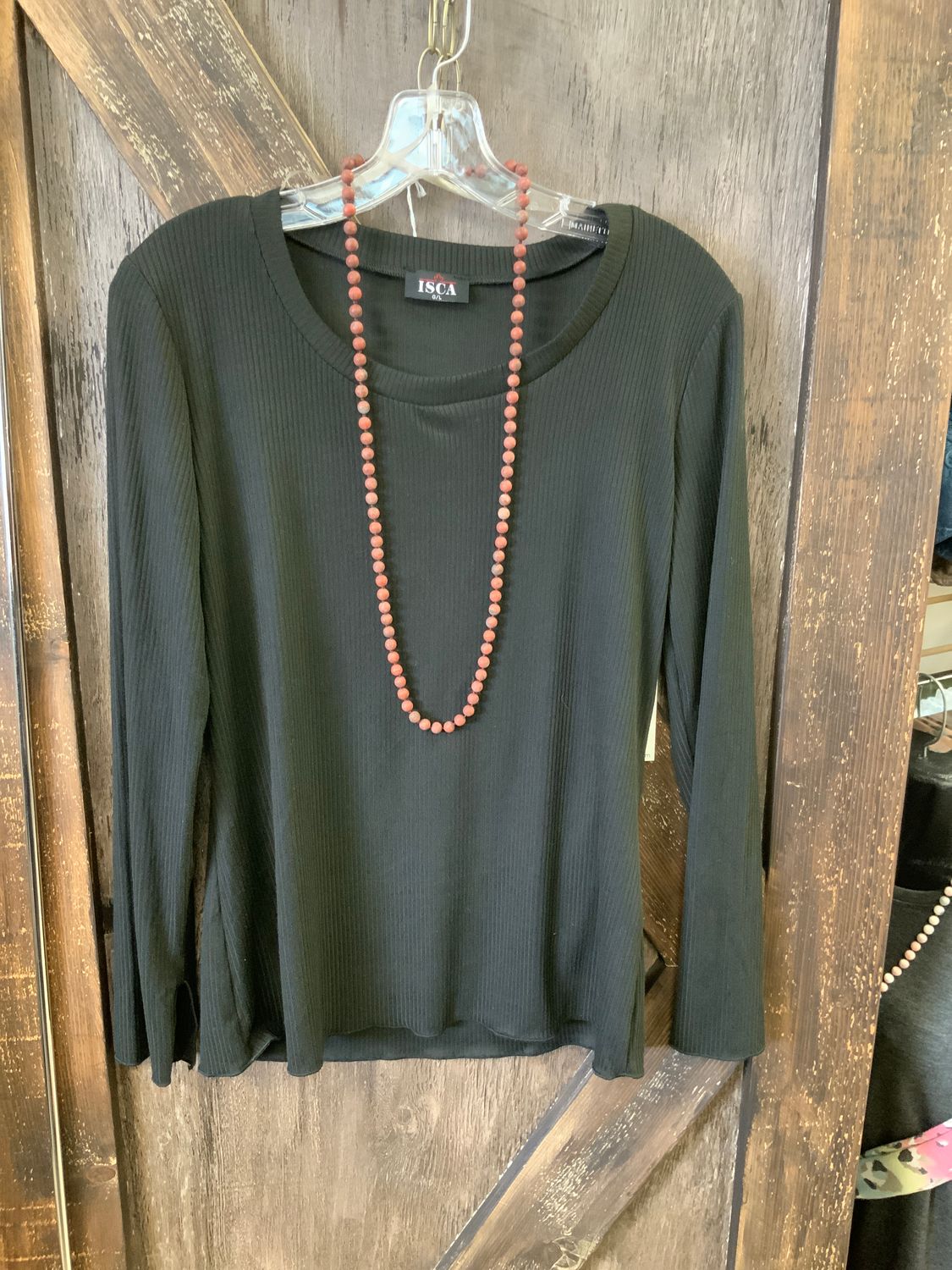 LADIES BLACK CREWNECK L/S TOP, Size: S
