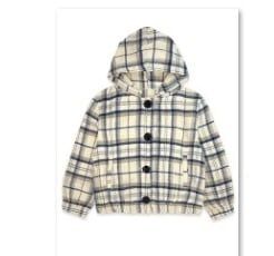 GIRL&#39;S FLANNEL HOODIE JACKET W/BUTTON DOWN &amp; ELASTIC WAIST