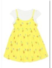 Toddler Yellow Unicorn Dress w/Double Layer &amp; Cuff Sleeve 