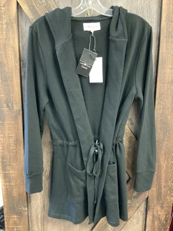 HOODED OPEN CARDIGAN W/DRAWSTRING WAIST FH-908