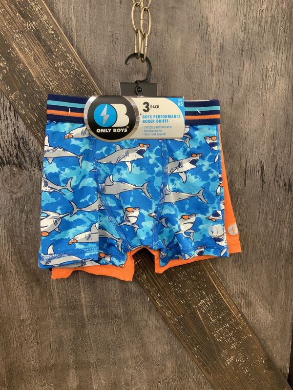 BOY’S UNDERWEAR  3 PACK SHARKS/ORANGE/NAVY