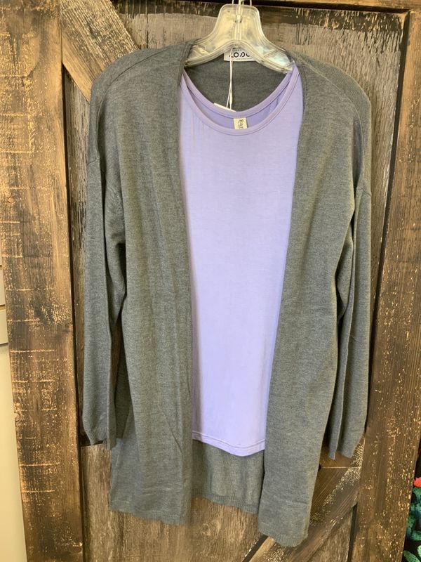 LADIES LONG GREY SOFT TRICOT 3/4 LENGTH CARDIGAN
