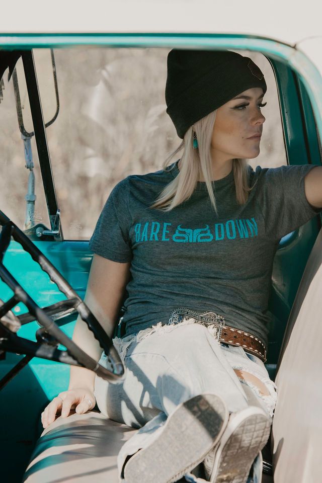 BAREDOWN BRAND CHARCOAL/TEAL T-SHIRT, Size: XS