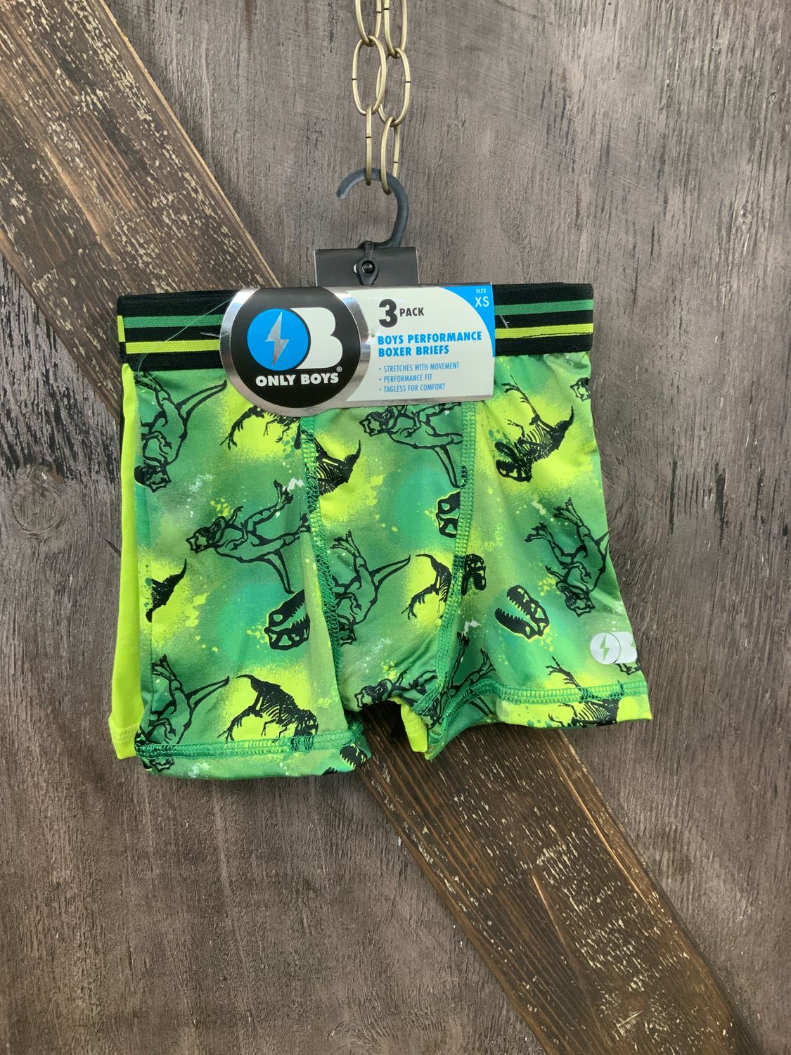 BOY’S UNDERWEAR 3 PACK DINOSAURS/GREEN/BLACK, Size: XS