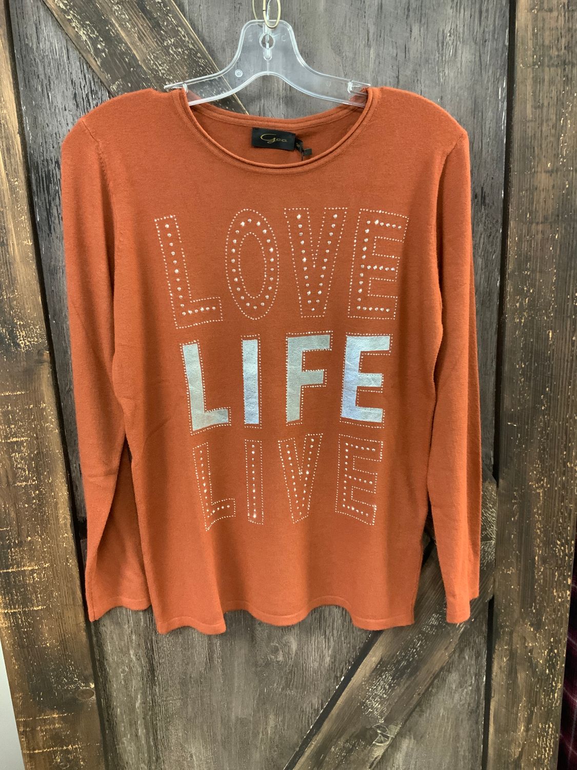 LADIES COPPER LOVE LIFE LIVE L/S SWEATER, Size: S