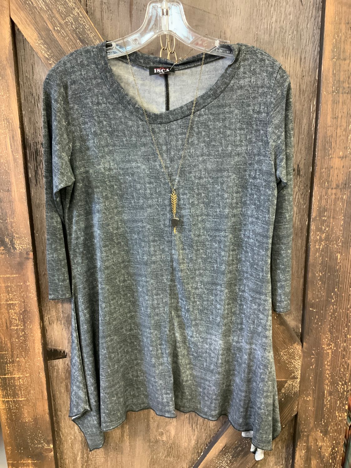 LADIES BLACK 3/4 SLEEVE TUNIC TOP, Size: M
