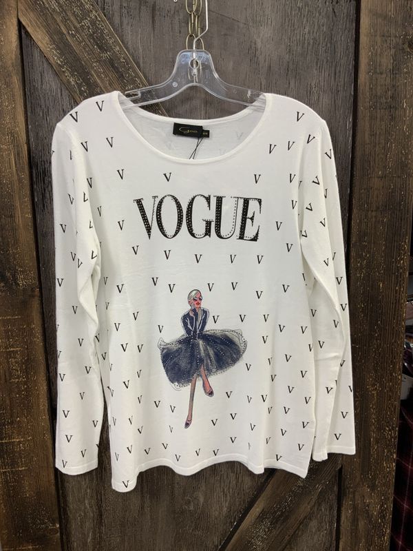 LADIES OFF WHITE VOGUE L/S SWEATER