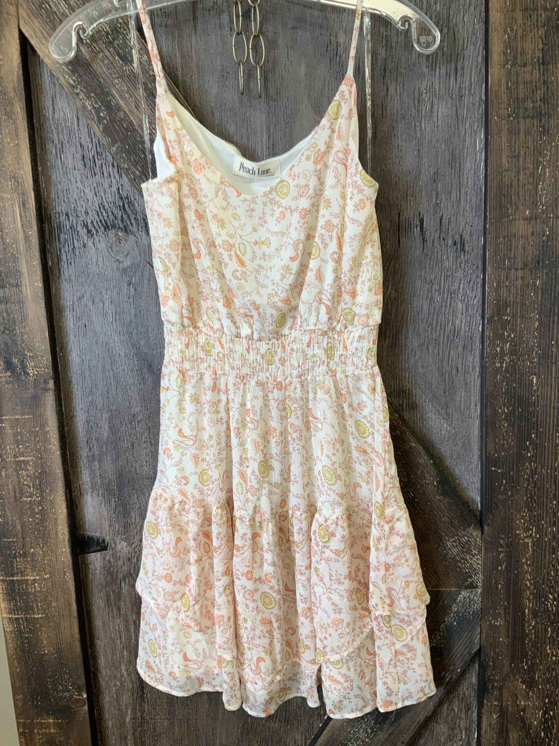 WHOLESALE FASHION SLEEVELESS SMOCK WAIST FLORAL RUFFLE DRESS Lrg