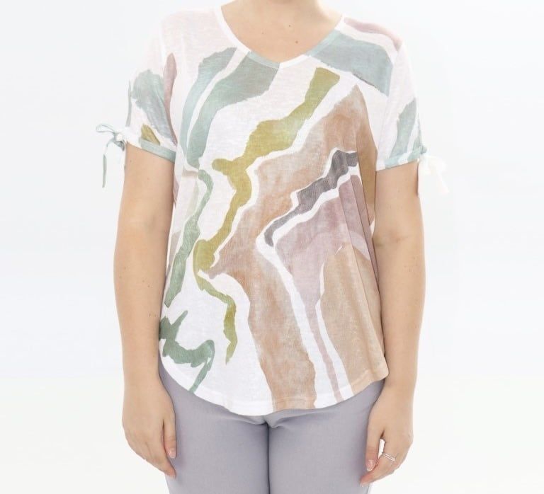 LADIES PRINTED TIE TOP