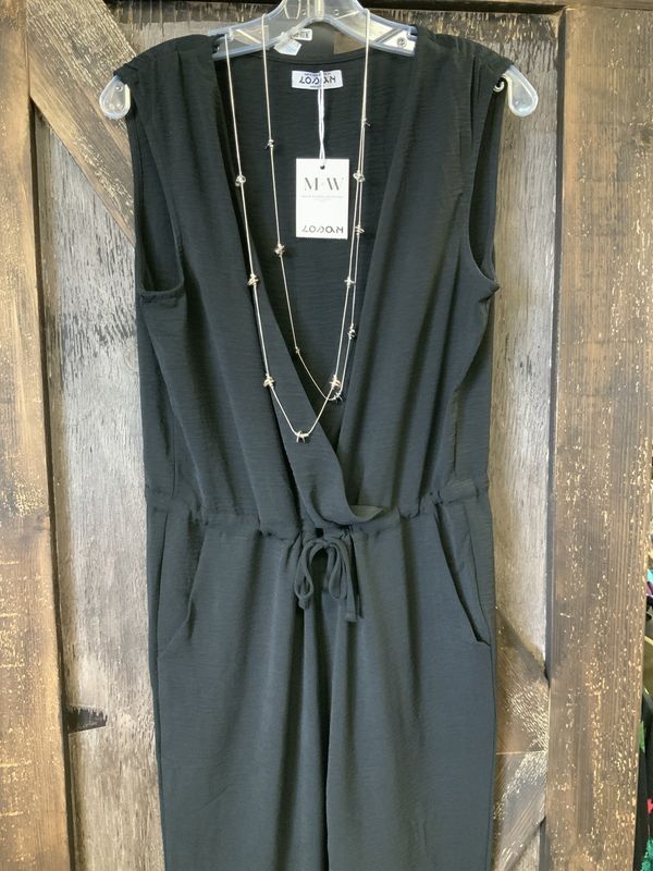 LADIES JUMPSUIT SILK BLACK Sm